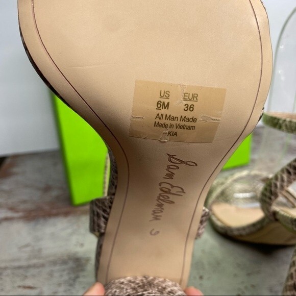 New Sam Edelman KIA BLOCK HEEL SANDAL Shoes 6 Roccia Mamba Snake - Picture 9 of 13